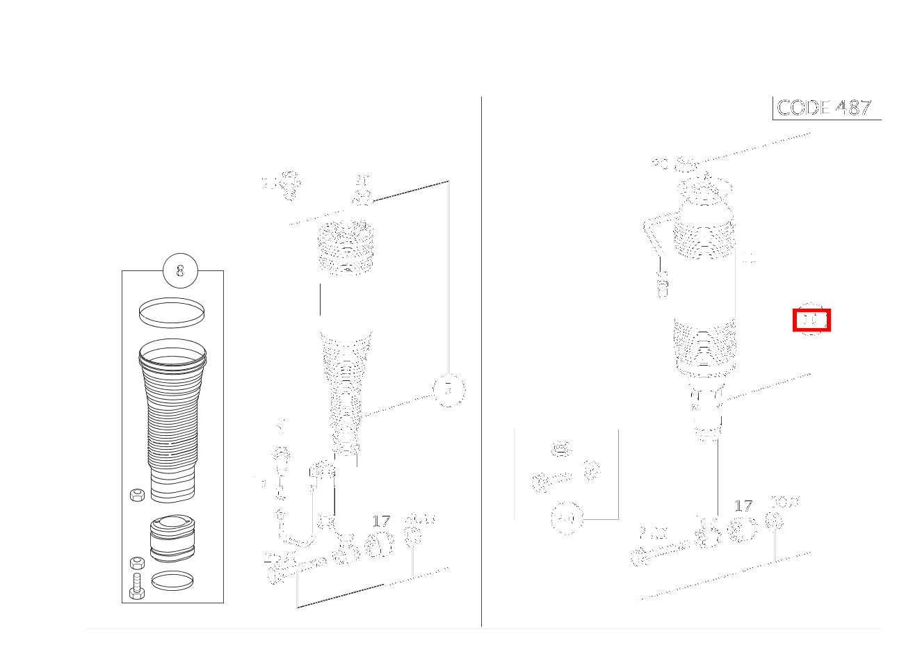 TEILESATZ FEDERBEIN HINTEN S 600 Limousine (langer Radstand) 220