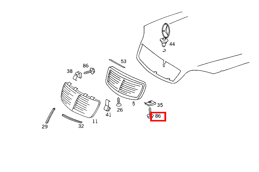 Blechschraube KUEHLERVERKLEIDUNG AN MOTORHAUBE S 350 Turbodiesel 140