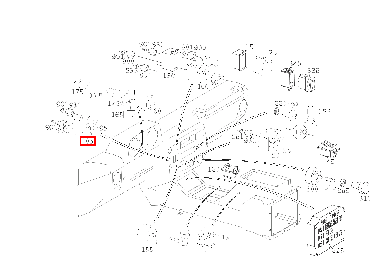 Wippschalter Seilwinde; 24V G 300 CDI/4X4/3428 Lang 461
