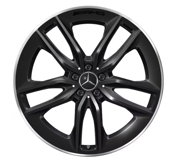 AMG 5-Doppelspeichen-Rad, 22 Zoll, 11 J x 22 ET 50, schwarz, Felgenhorn glanzgedreht