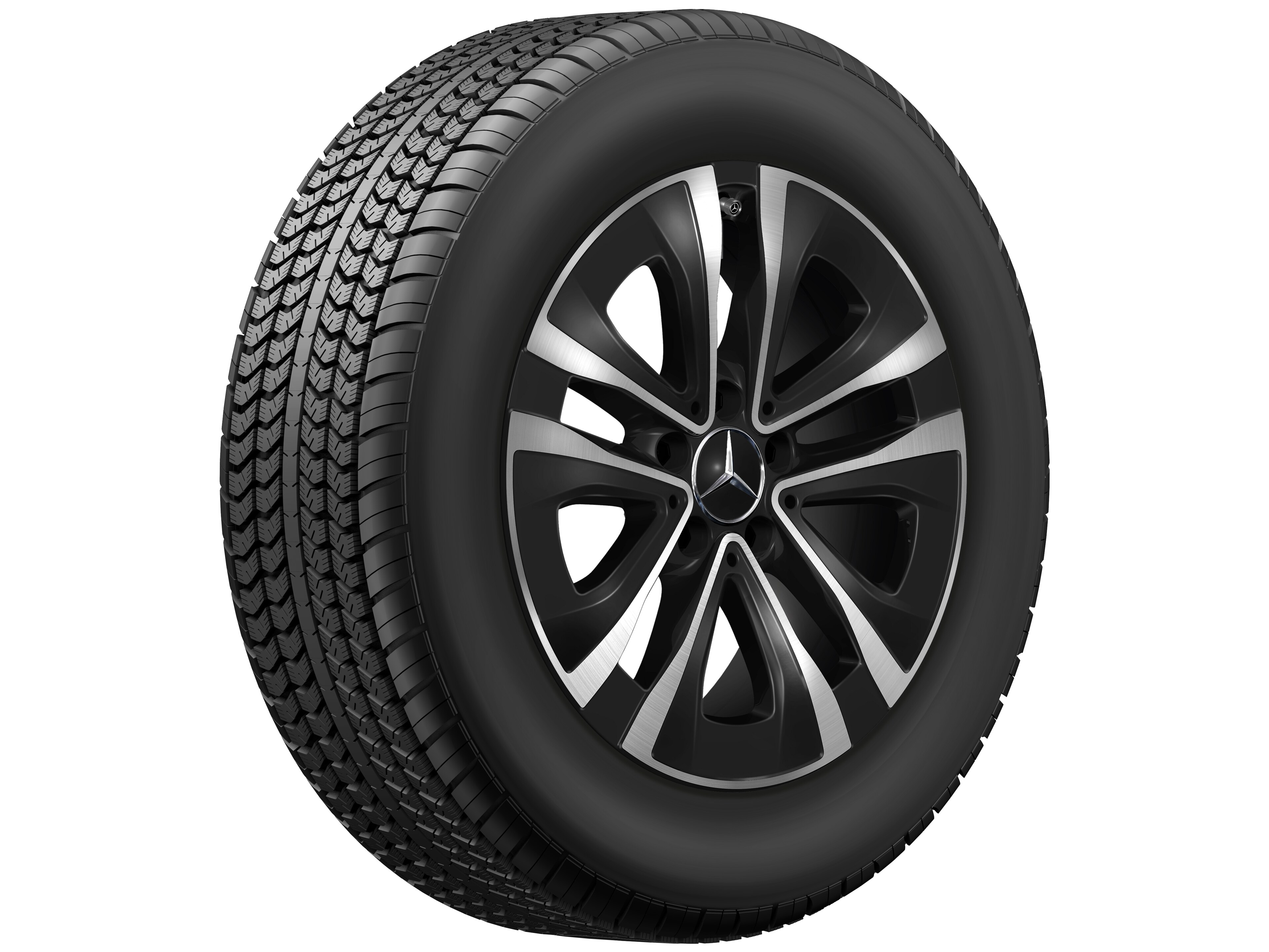 5-Speichen-Rad, Aero, 17 Zoll, mit Zusatzspeichen 6,5 J x 17 ET 44, schwarz, glanzgedreht