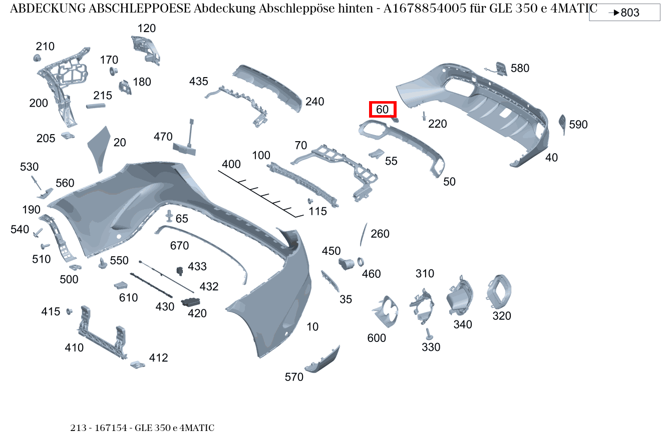 Abdeckung Abschleppöse Abdeckung Abschleppöse hinten GLE 350 e 4MATIC 213 Abdeckung Abschleppöse Abdeckung Abschleppöse hinten GLE 350 e 4MATIC 213