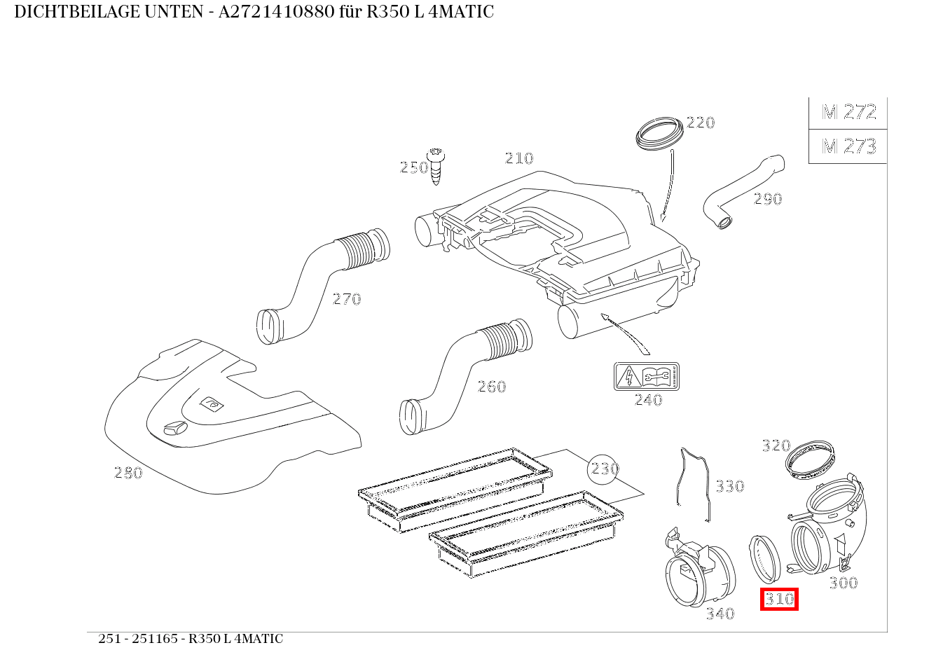 Dichtbeilage UNTEN R350 L 4MATIC 251