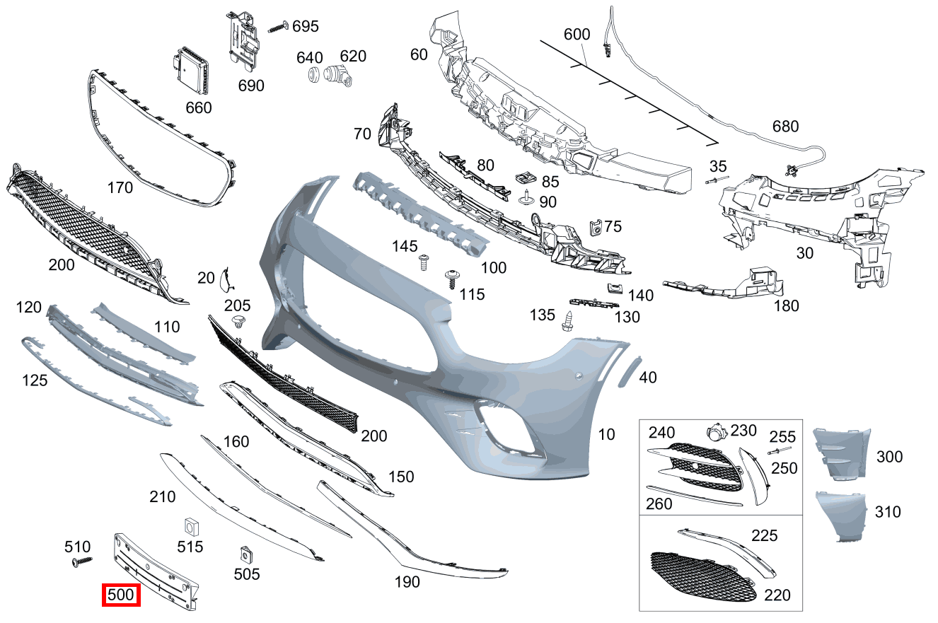 Kennzeichenblende Mercedes-AMG E 53 4MATIC+ Cabriolet 238 Kennzeichenblende Mercedes-AMG E 53 4MATIC+ Cabriolet 238