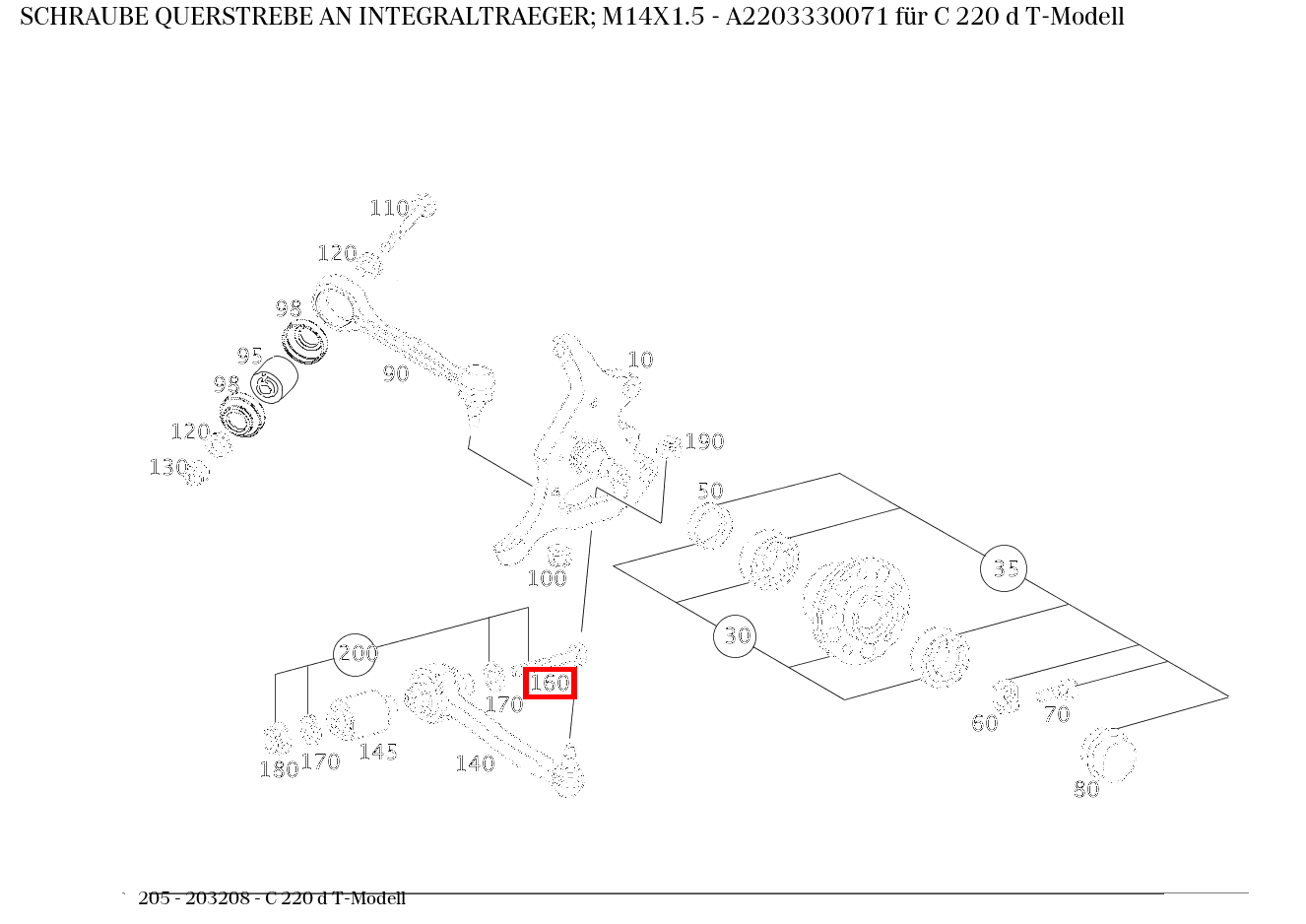 Schraube QUERSTREBE AN INTEGRALTRAEGER; M14X1.5 C 220 d T-Modell 205