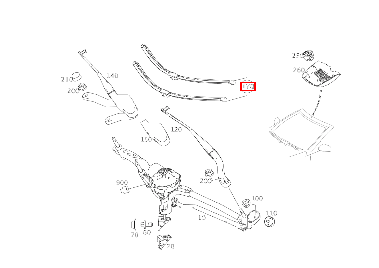 Teilesatz Wischerblatt TOPLOCK E350CGI BE 207 Teilesatz Wischerblatt TOPLOCK E350CGI BE 207