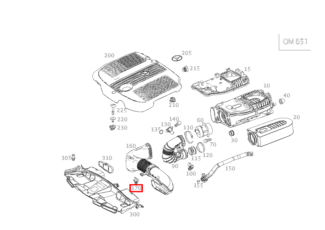 Verschluss LUFTLEITUNG AN QUERTRAEGER OBEN E 220 CDI T-Modell 253