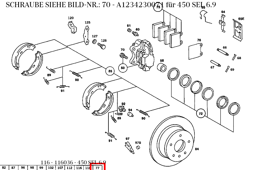 Schraube SIEHE BILD-NR.: 70 450 SEL 6.9 116