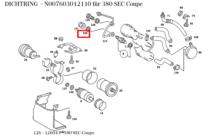 Dichtring 380 SEC Coupe 126