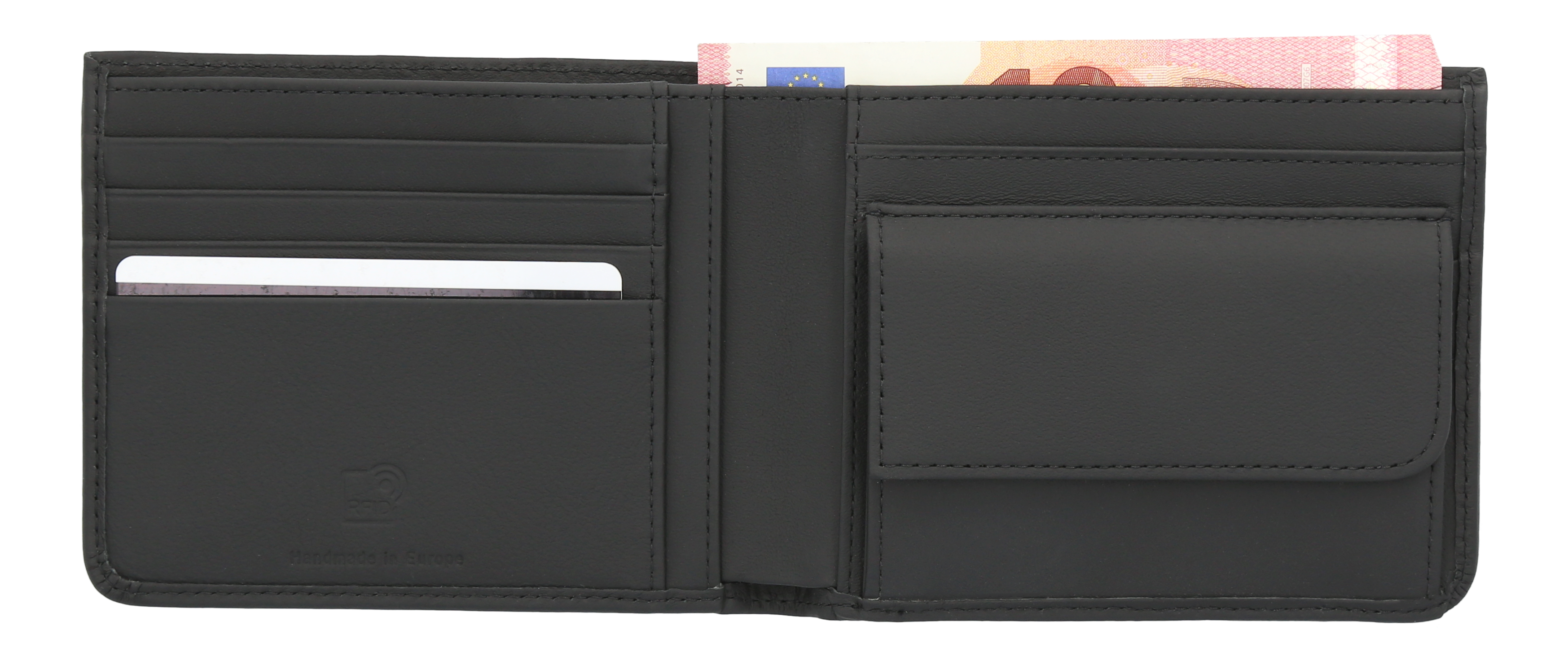 Geldbörse schwarz, Rindleder