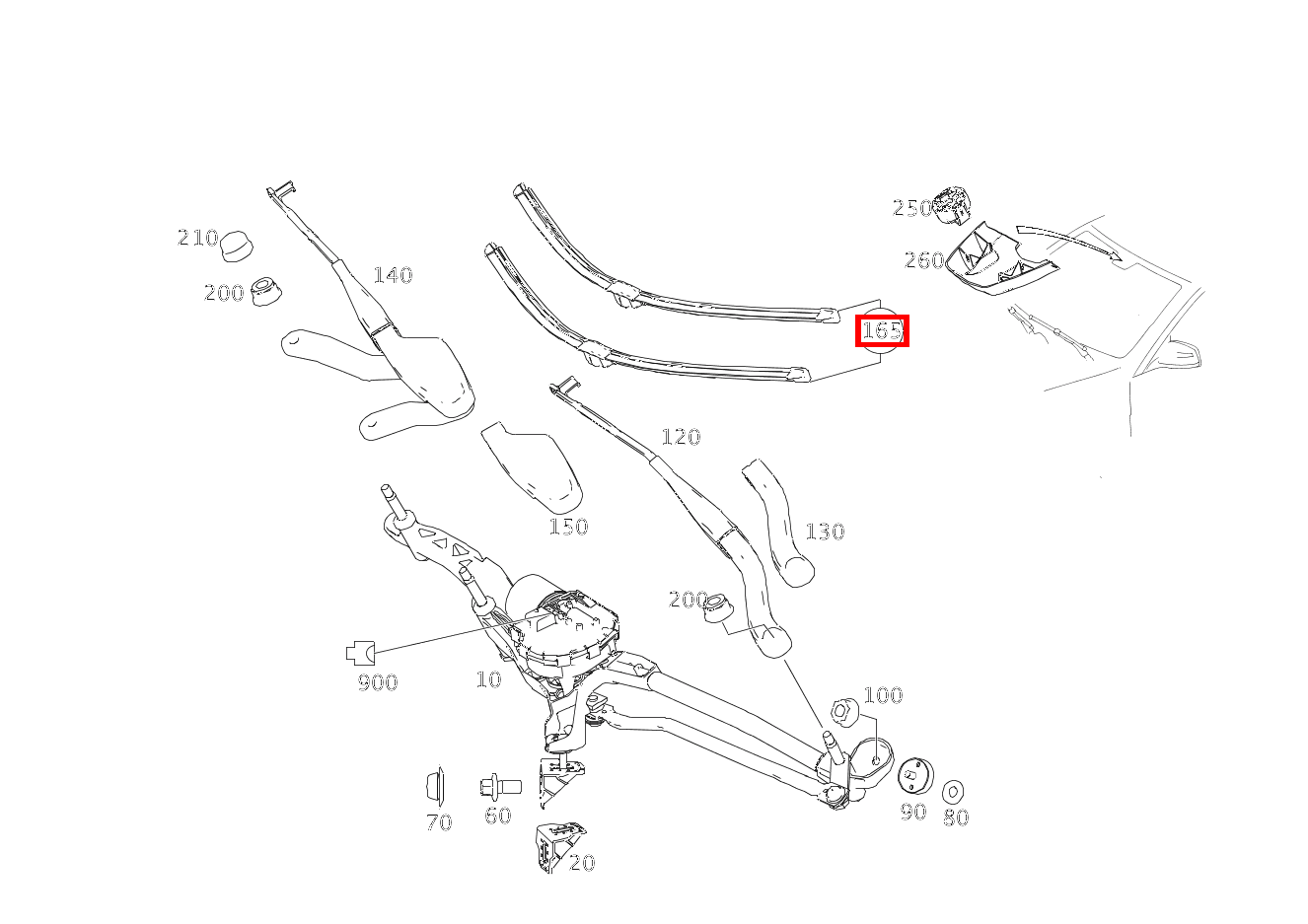 Teilesatz Wischerblatt TOPLOCK C180CDI BE 204 Teilesatz Wischerblatt TOPLOCK C180CDI BE 204