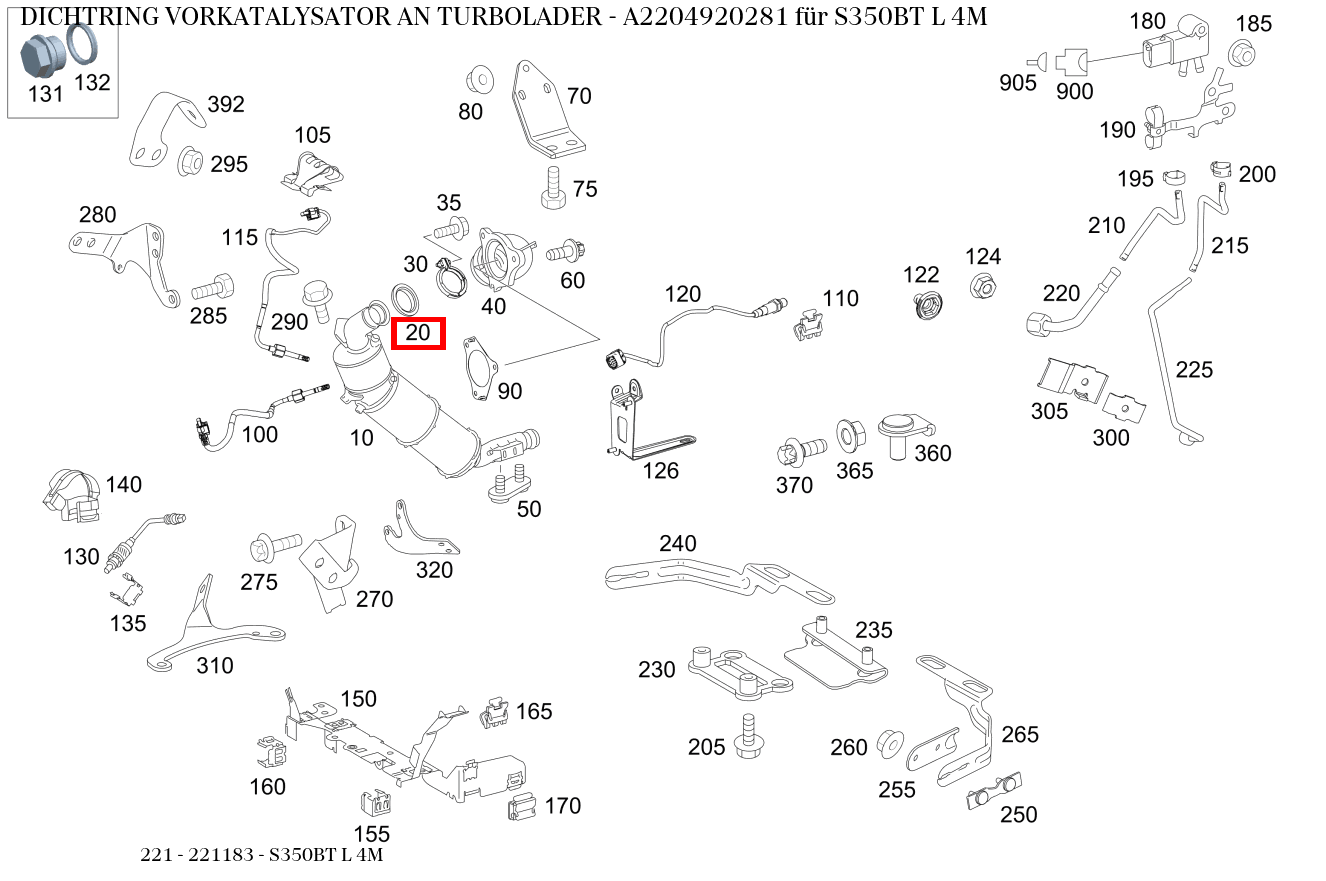 Dichtring VORKATALYSATOR AN TURBOLADER S350BT L 4M 221