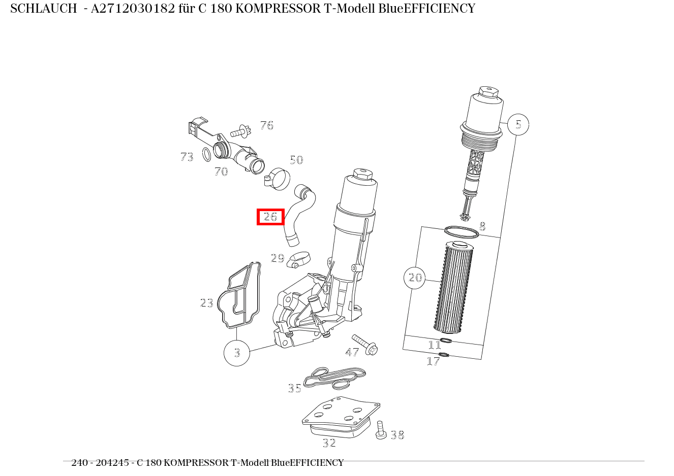 Schlauch C 180 KOMPRESSOR T-Modell BlueEFFICIENCY 240 Schlauch C 180 KOMPRESSOR T-Modell BlueEFFICIENCY 240