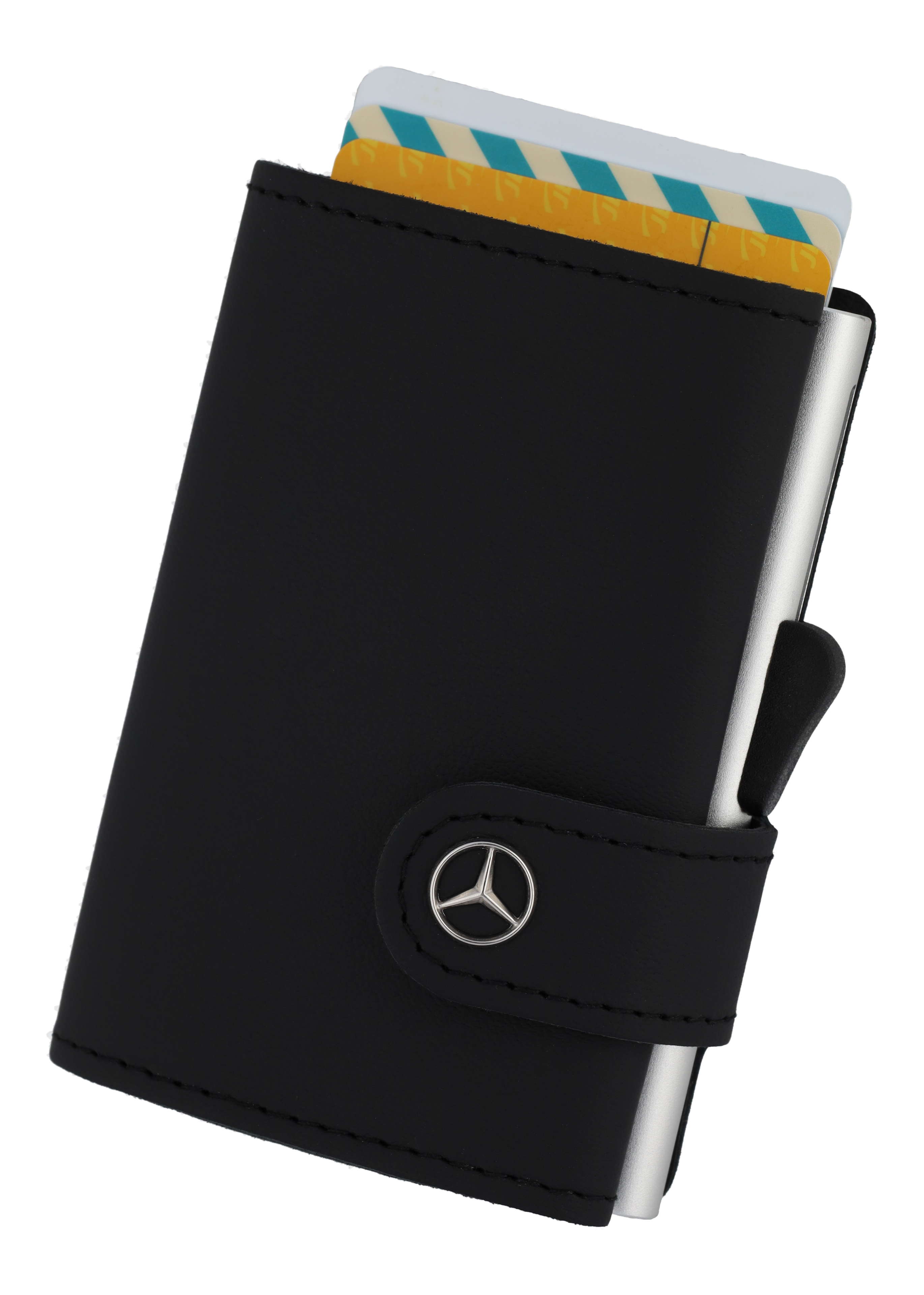 Mini-Geldbörse schwarz, Rindleder