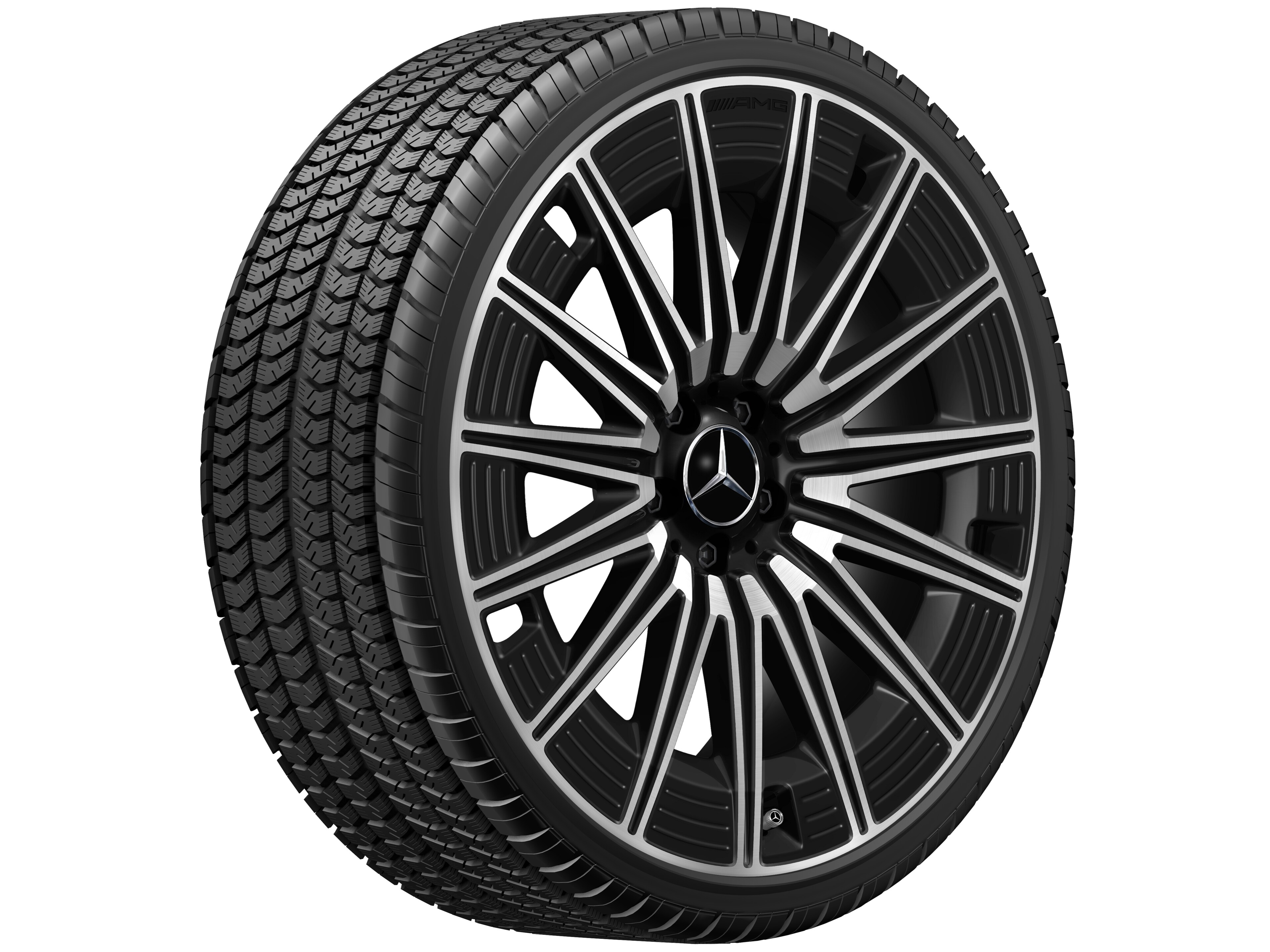 Mercedes-Benz - AMG Vielspeichen-Rad, 21 Zoll, 9,5 J x 21 ET 51, schwarz, glanzgedreht