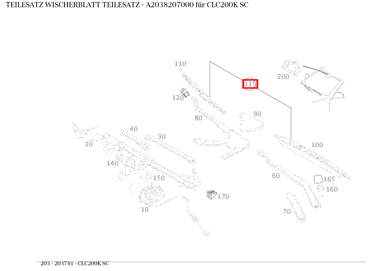 Teilesatz Wischerblatt TEILESATZ CLC200K SC 203
