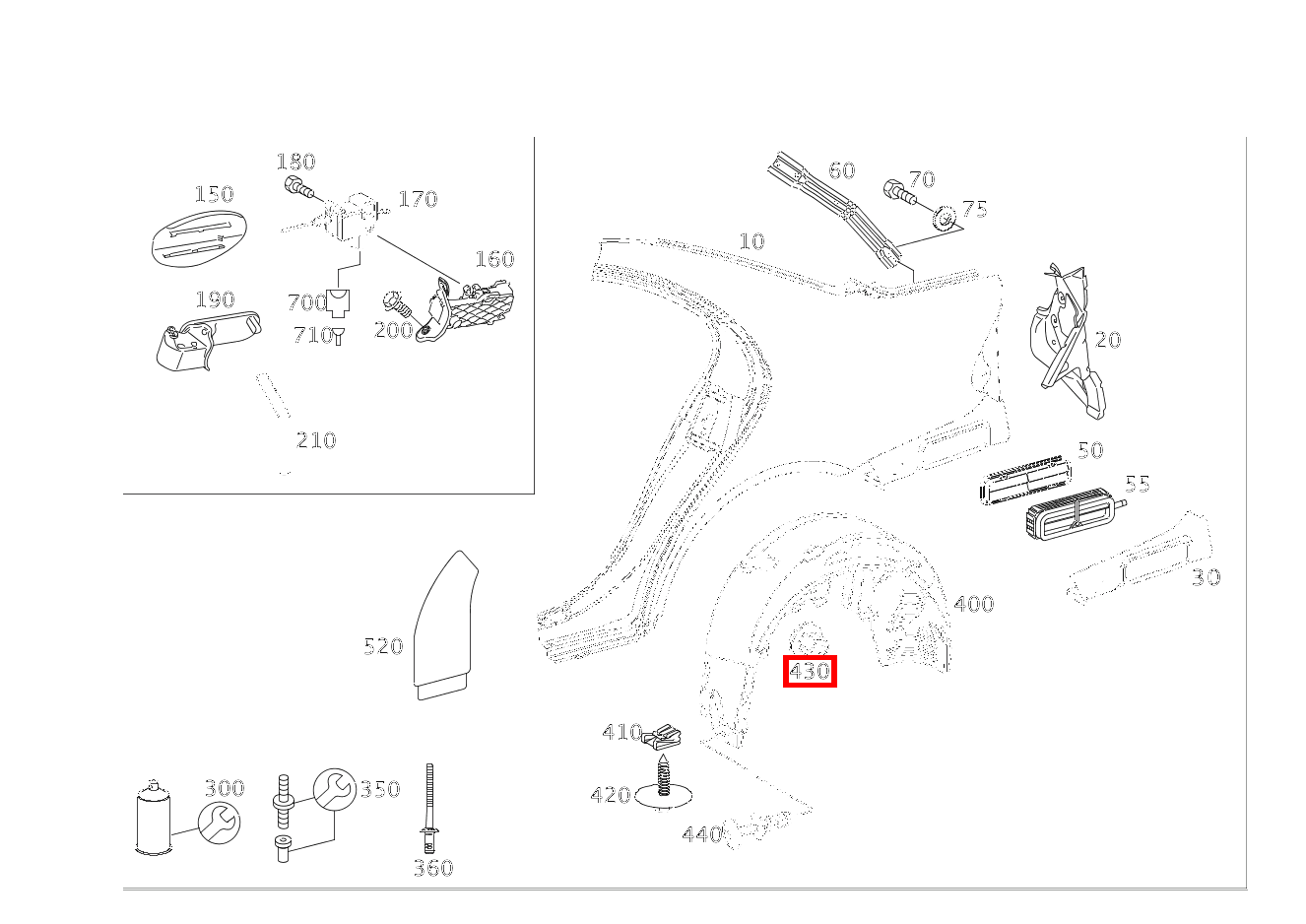 KUNSTSTOFFMUTTER AN HECKBODEN RECHTS CLS 55 AMG 219