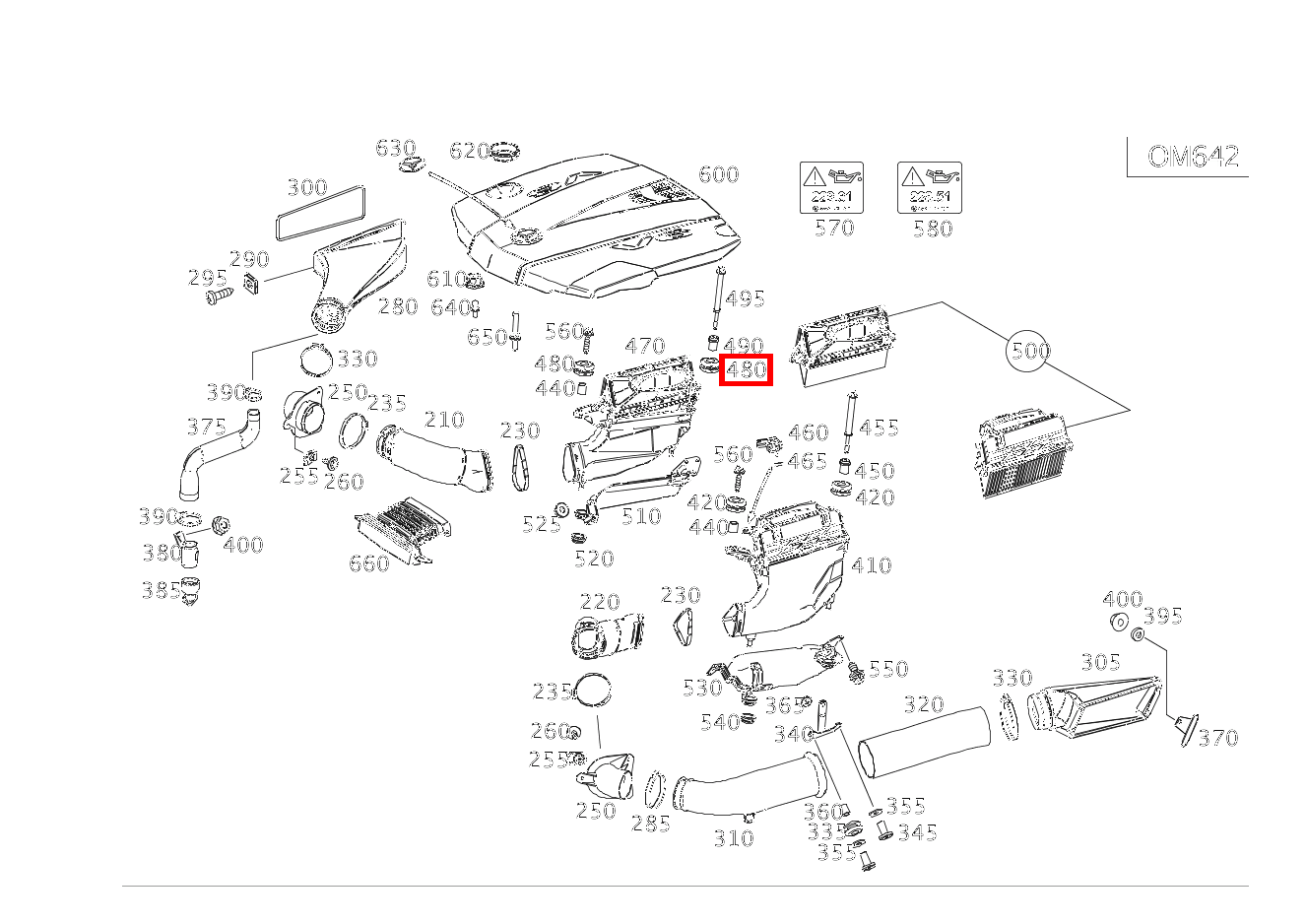 Gummipuffer LUFTFILTER, RECHTS G 500 Off-Roader lang BCA 463