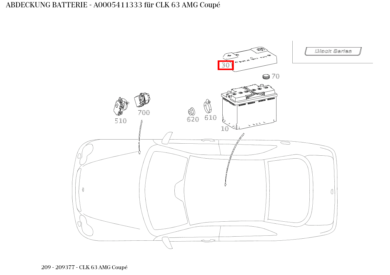 Abdeckung BATTERIE CLK 63 AMG Coupé 209