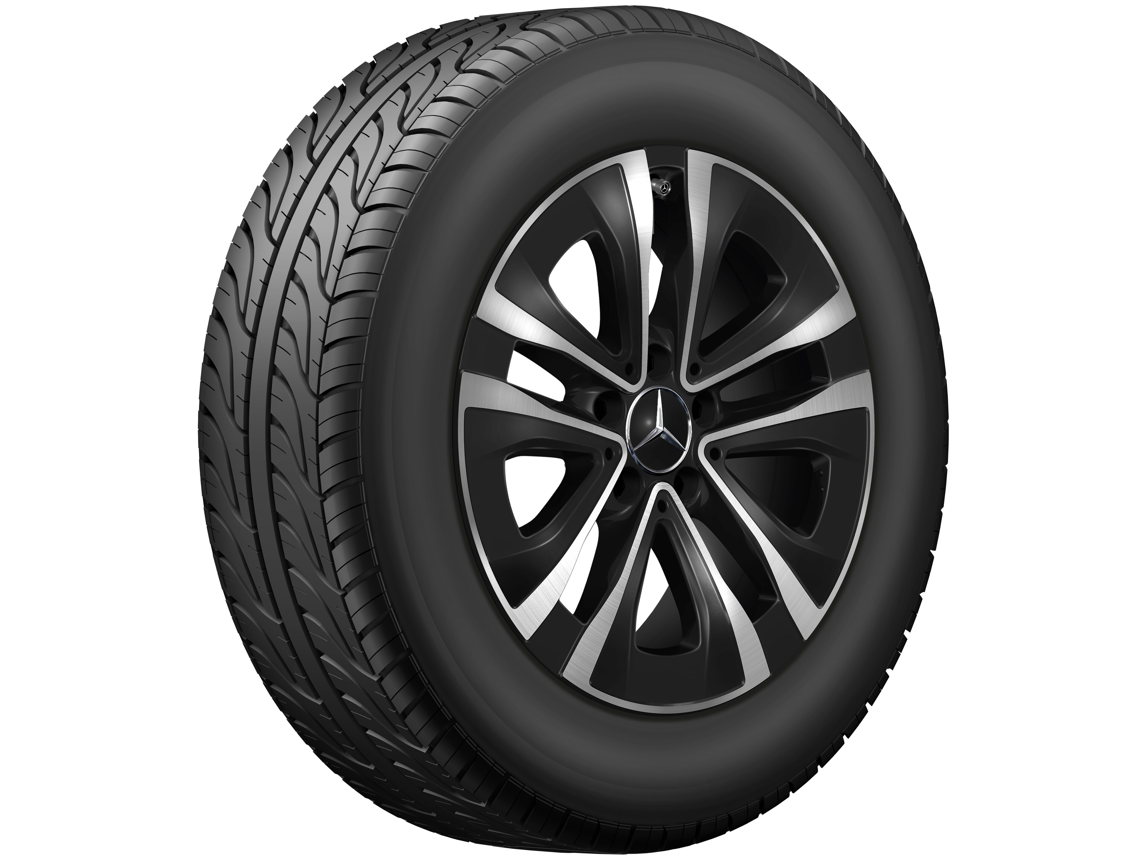 5-Speichen-Rad, Aero, 17 Zoll, mit Zusatzspeichen 6,5 J x 17 ET 44, schwarz, glanzgedreht