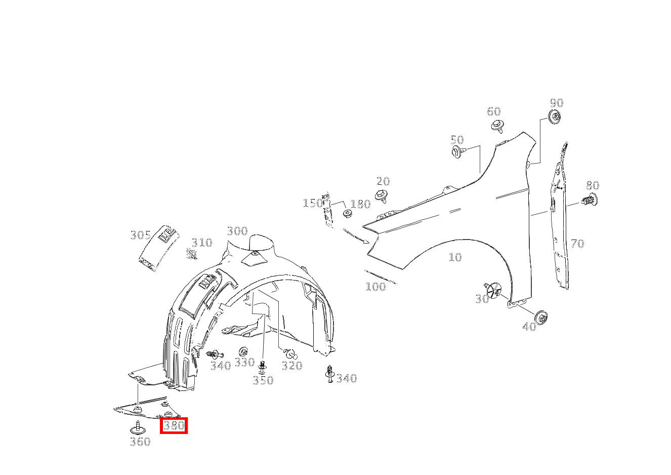 RADLAUFABDECKUNG RECHTS UNTEN A250 Sport 176 RADLAUFABDECKUNG RECHTS UNTEN A250 Sport 176