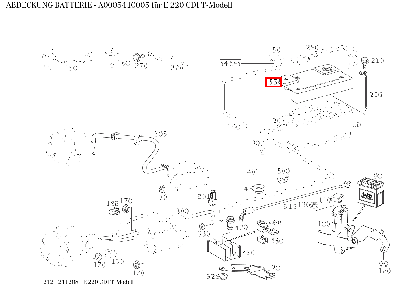 Abdeckung BATTERIE E 220 CDI T-Modell 212