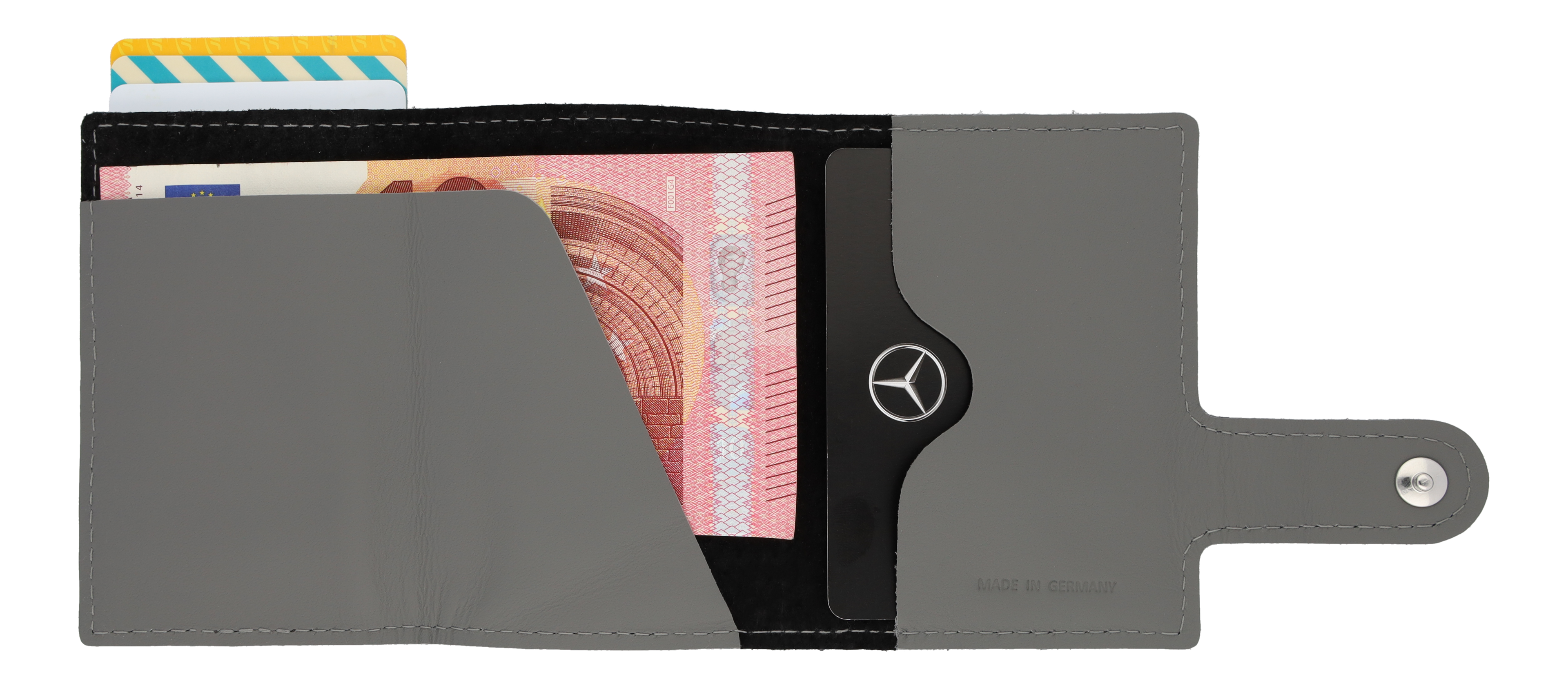 Mini-Geldbörse silbergrau, Rindleder