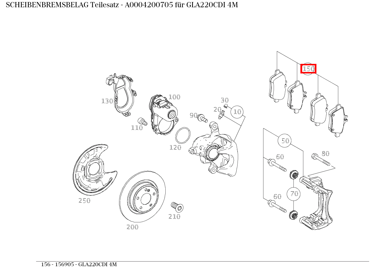Scheibenbremsbelag Teilesatz GLA220CDI 4M 156 Scheibenbremsbelag Teilesatz GLA220CDI 4M 156