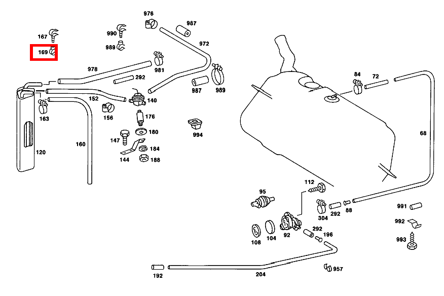SCHLAUCHHALTER KRAFTSTOFFSCHLAUCH AKTIVKOHLEFILTER 280SE 116