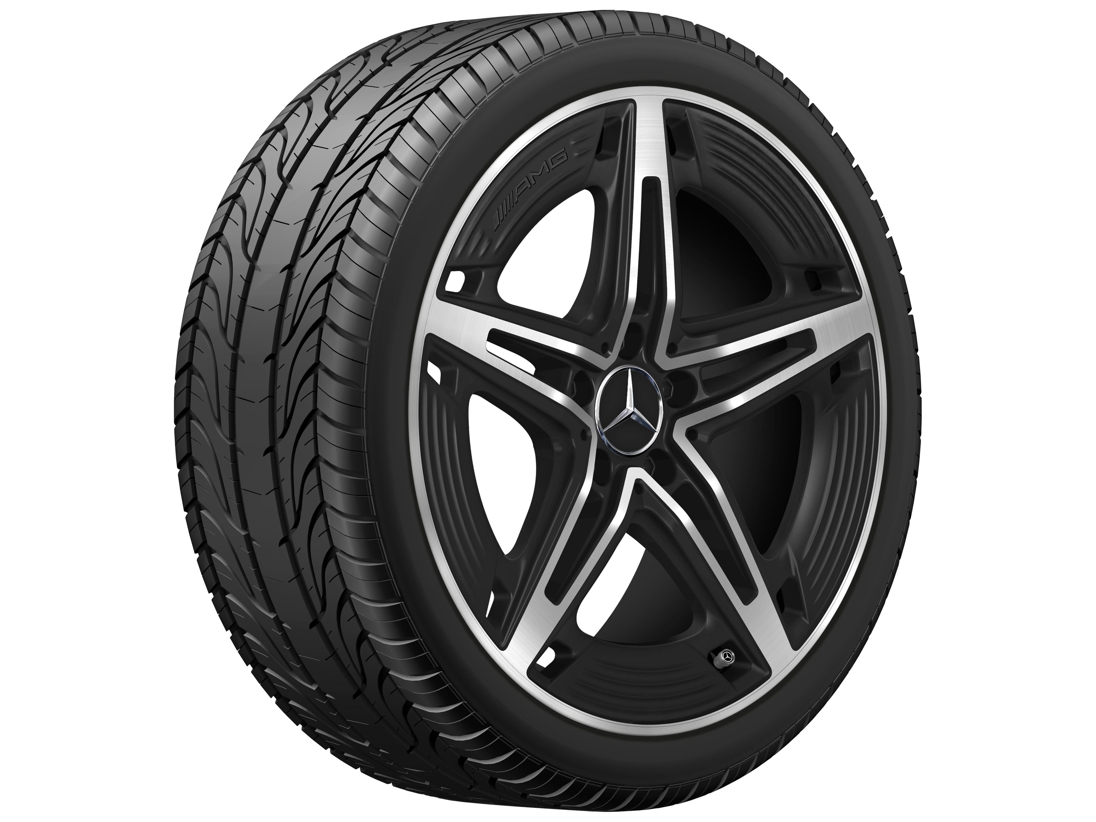 AMG 5-Speichen-Rad, 19 Zoll, 8,5 J x 19 ET 55,2, schwarz matt, glanzgedreht