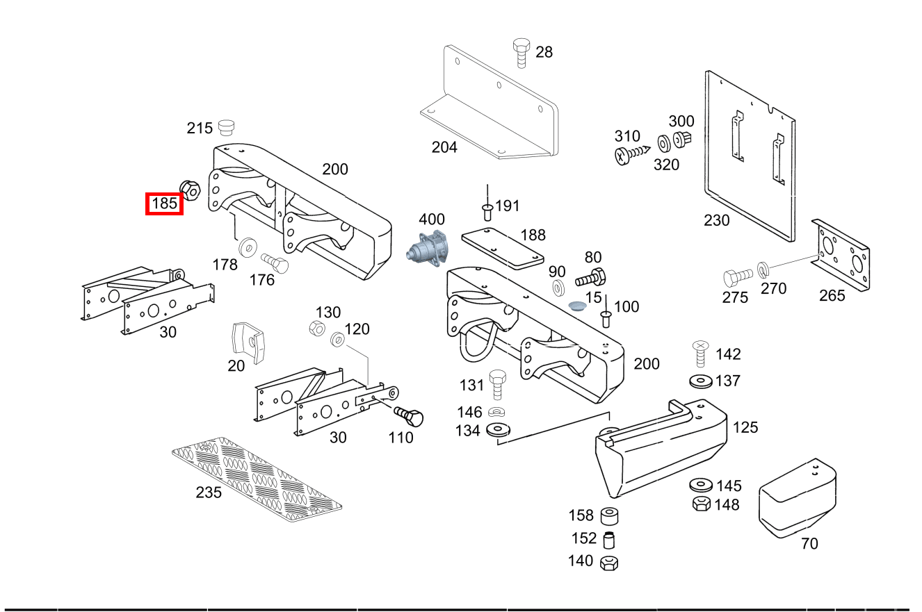 Mutter Stoßfänger an Rahmen; M10 G 280CDI 4X4 2850 461