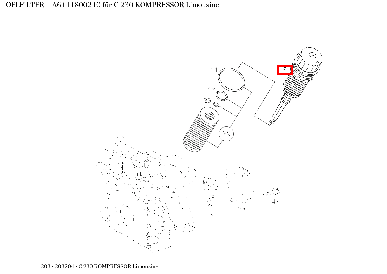 Ölfilter C 230 KOMPRESSOR Limousine 203