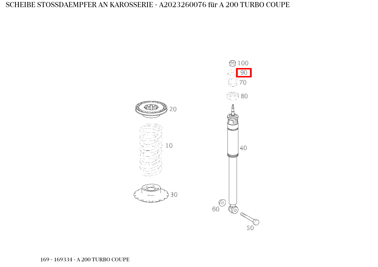 Scheibe STOSSDAEMPFER AN KAROSSERIE A 200 TURBO COUPE 169 Scheibe STOSSDAEMPFER AN KAROSSERIE A 200 TURBO COUPE 169
