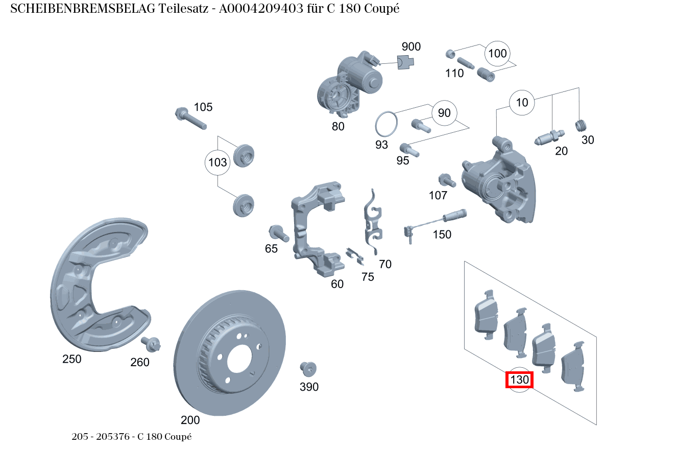 Scheibenbremsbelag Teilesatz C 180 Coupé 205