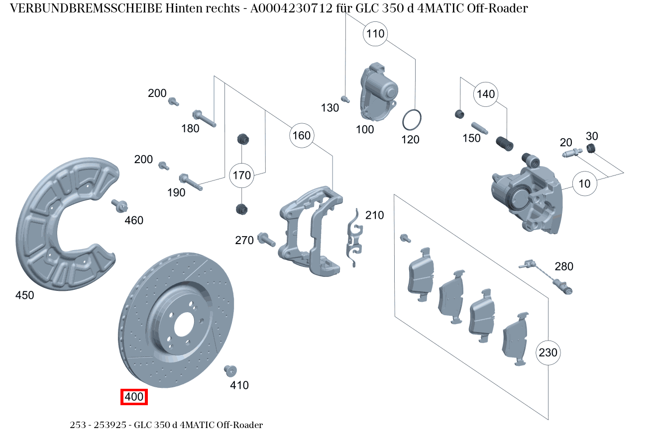 Verbundbremsscheibe Hinten rechts GLC 350 d 4MATIC Off-Roader 253 Verbundbremsscheibe Hinten rechts GLC 350 d 4MATIC Off-Roader 253