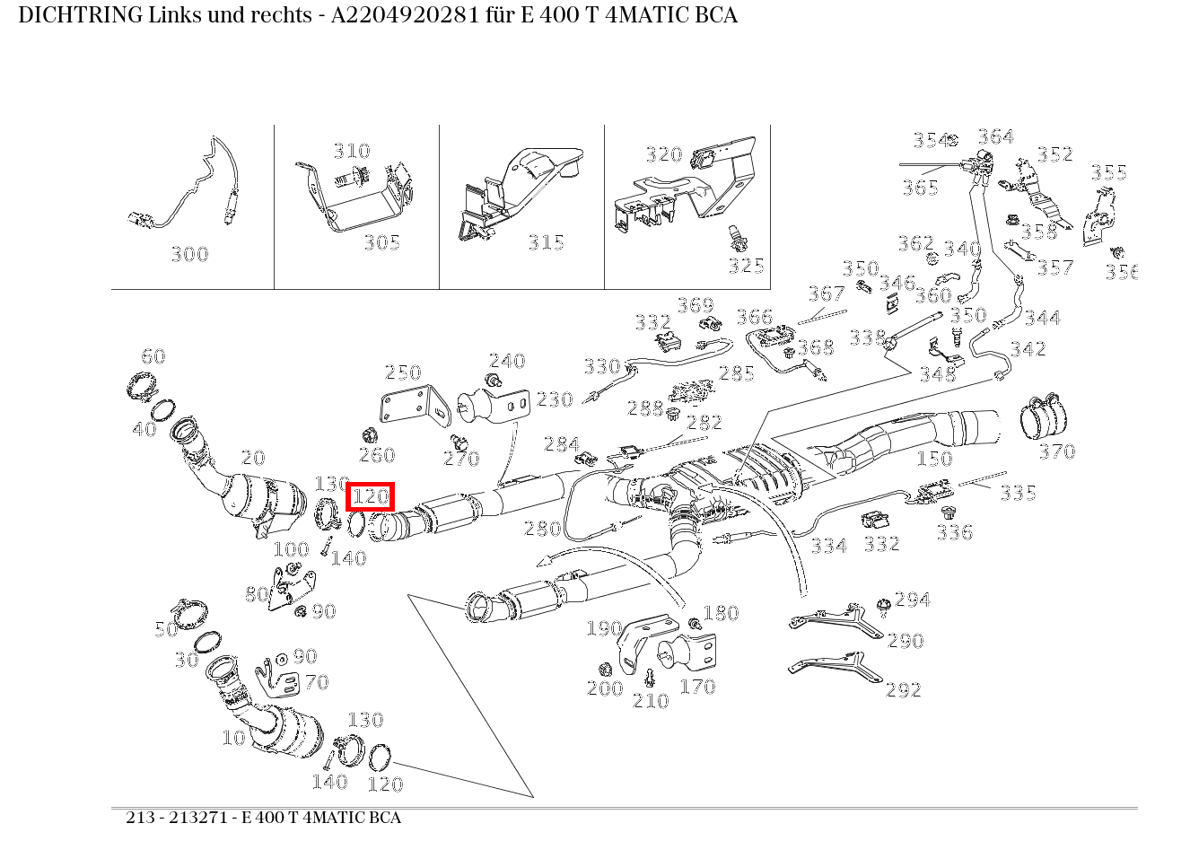 Dichtring Links und rechts E 400 T 4MATIC BCA 213