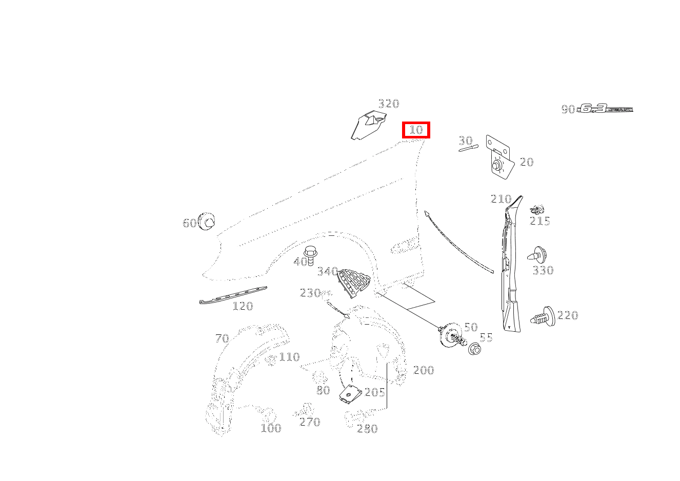 Kotflügel Vorne LINKS E280CDI SONDERAUFB 211 Kotflügel Vorne LINKS E280CDI SONDERAUFB 211
