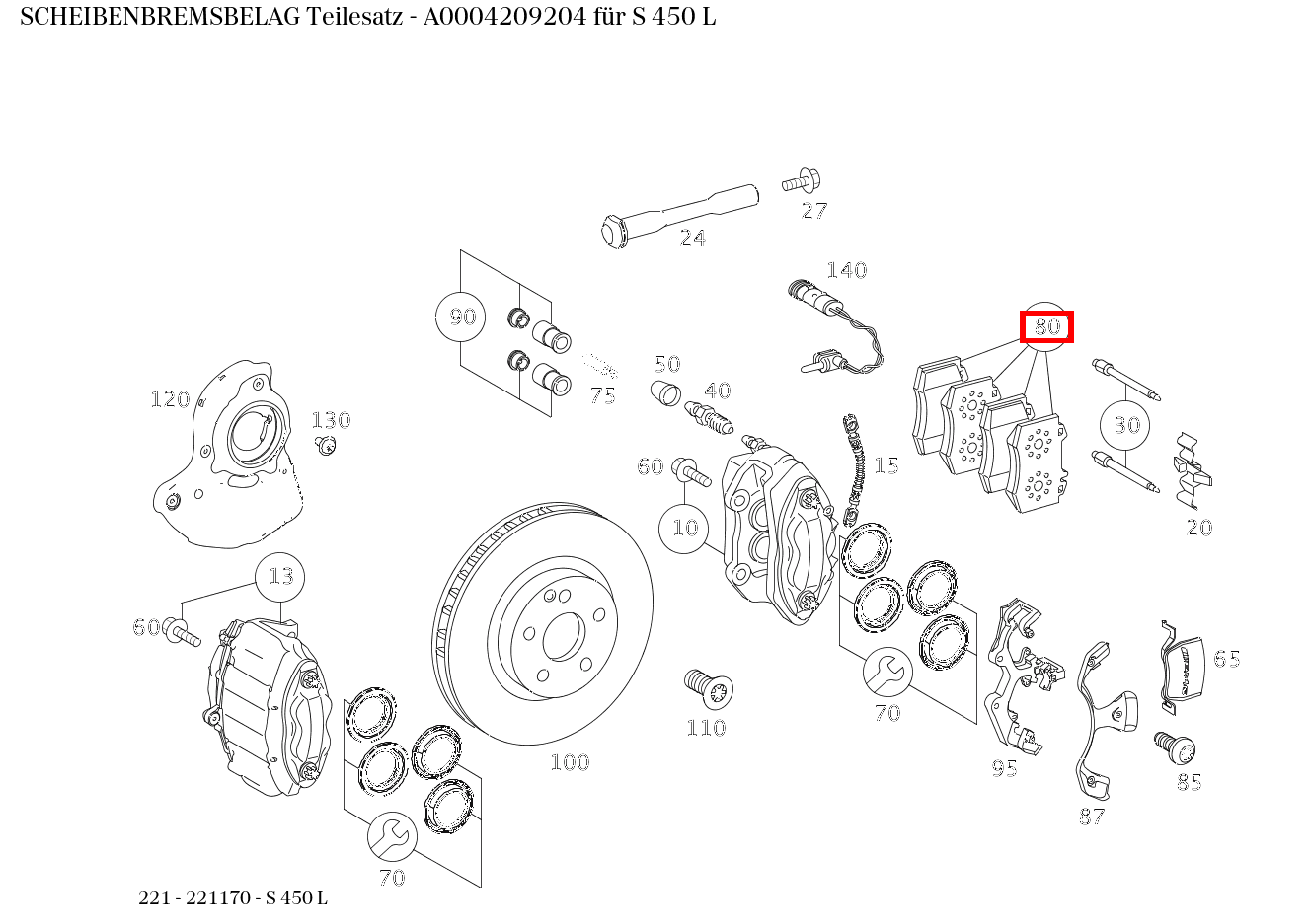 Scheibenbremsbelag Teilesatz S 450 L 221 Scheibenbremsbelag Teilesatz S 450 L 221