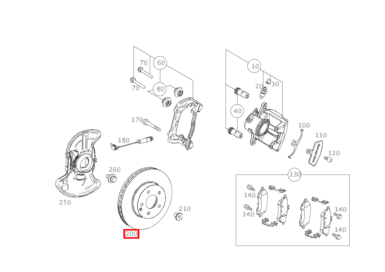 Bremsscheibe belüftet Vorn rechts E350CGI BE CA 207