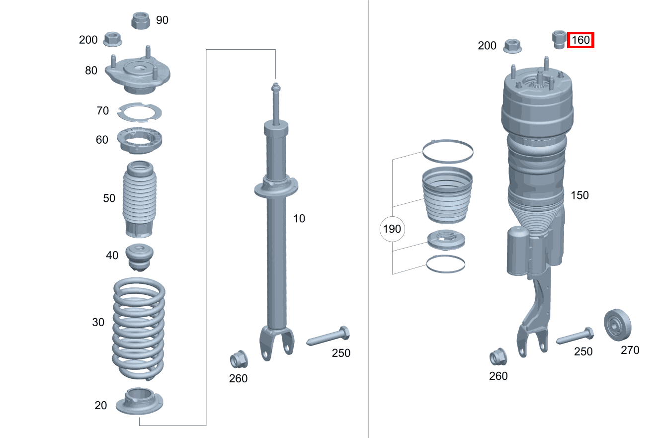 Anschlussstutzen AN FEDERBEIN VORNE LINKS UND RECHTS Mercedes-AMG CLS 53 4MATIC+ 257