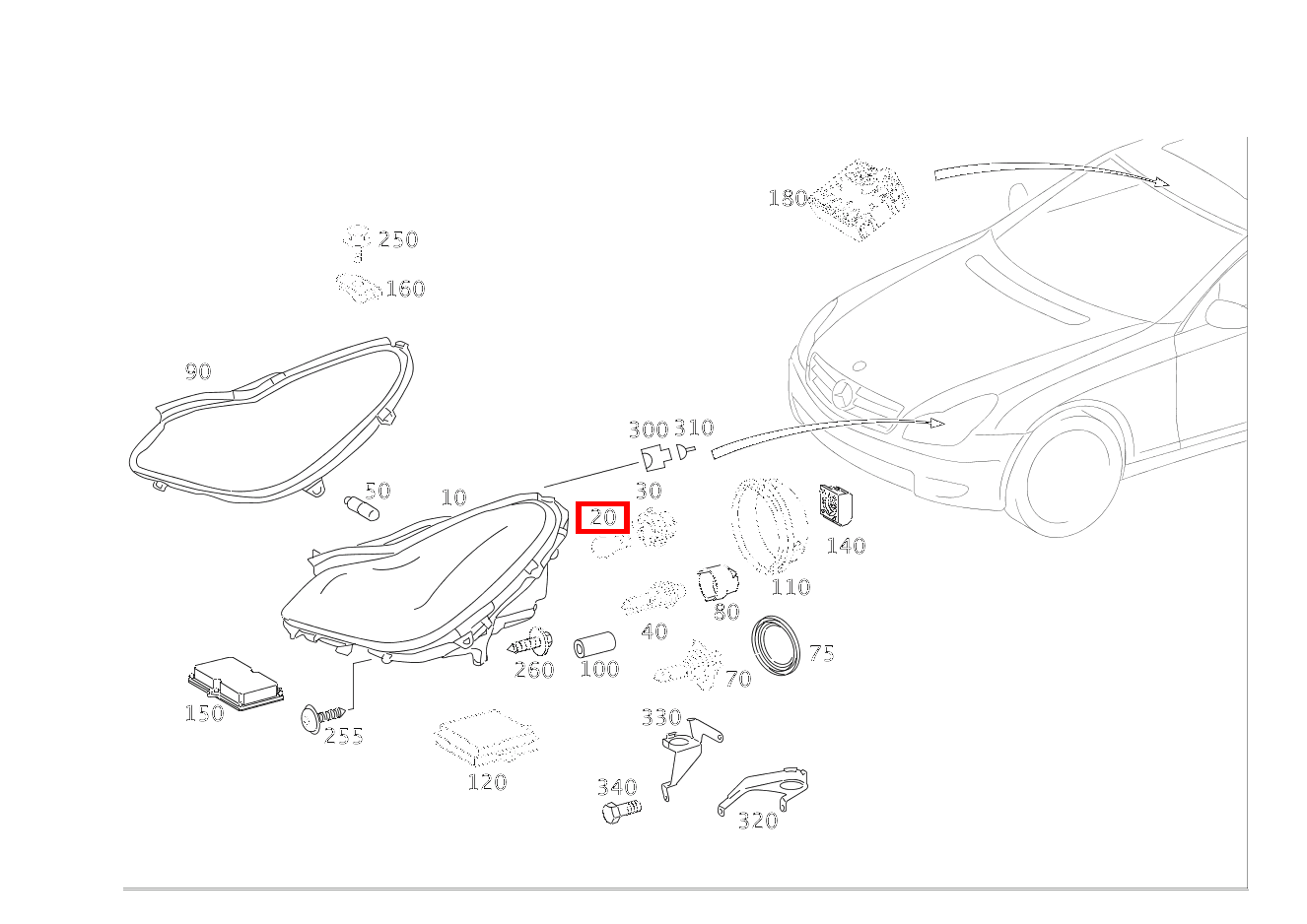 Glühlampe Blinkleuchte; 12V-21W CLS 63 AMG Coupé 219 Glühlampe Blinkleuchte; 12V-21W CLS 63 AMG Coupé 219