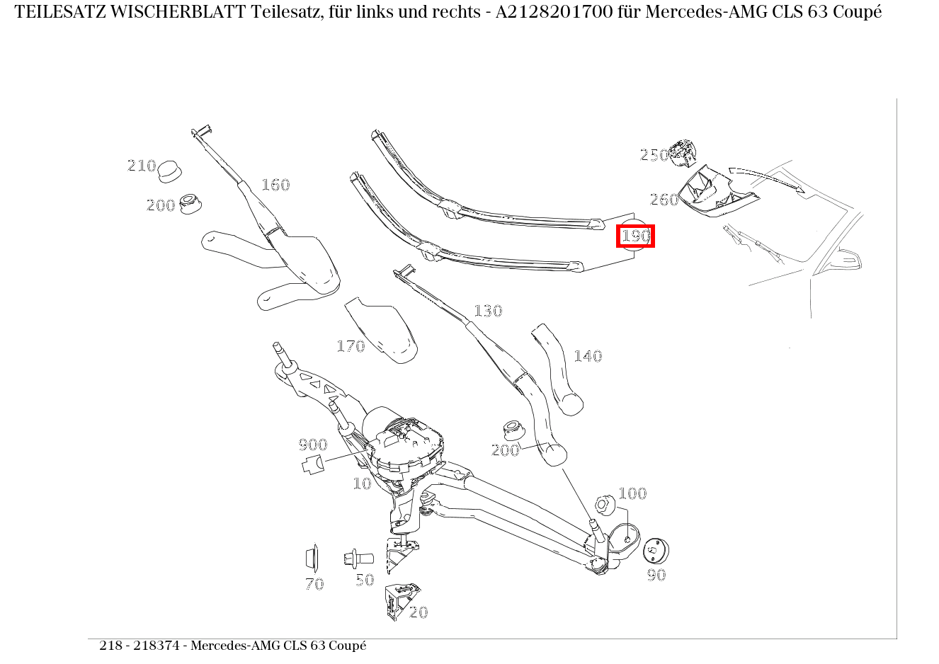 Teilesatz Wischerblatt Teilesatz, für links und rechts Mercedes-AMG CLS 63 Coupé 218 Teilesatz Wischerblatt Teilesatz, für links und rechts Mercedes-AMG CLS 63 Coupé 218