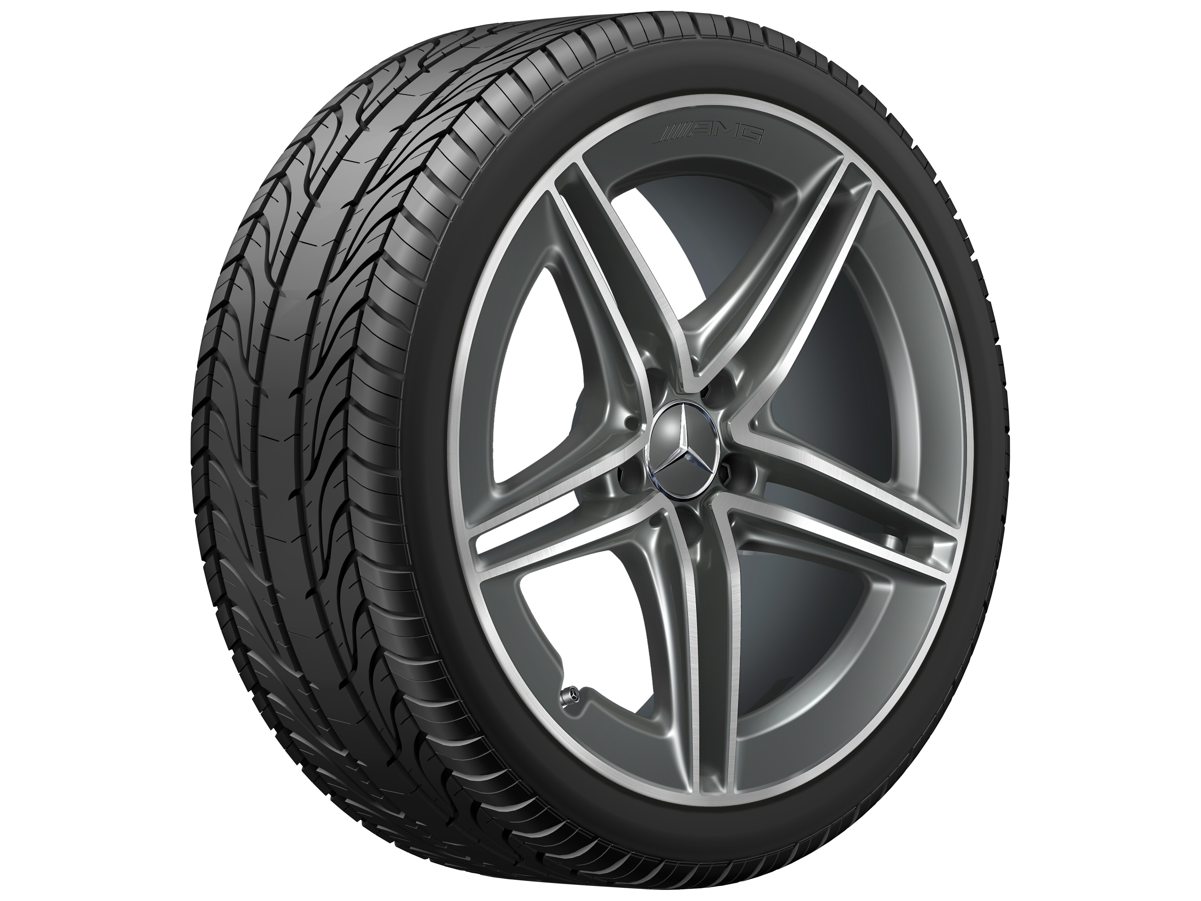AMG 5-Doppelspeichen-Rad, 48,3 cm (19 Zoll), glanzgedreht 8,5 J x 19 ET 46, tantalgrau