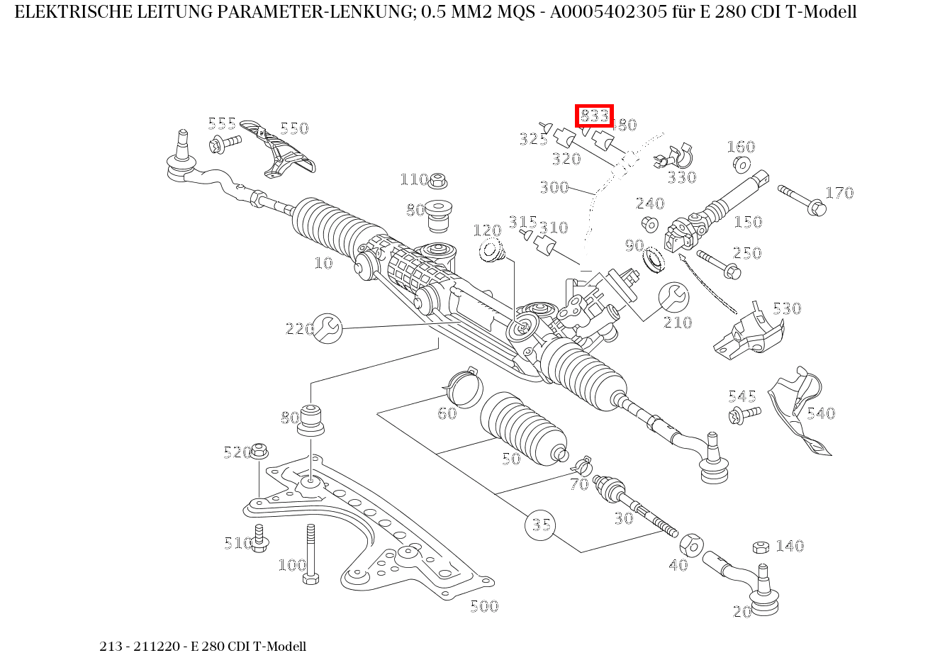 Elektrische Leitung PARAMETER-LENKUNG; 0.5 MM2 MQS E 280 CDI T-Modell 213 Elektrische Leitung PARAMETER-LENKUNG; 0.5 MM2 MQS E 280 CDI T-Modell 213