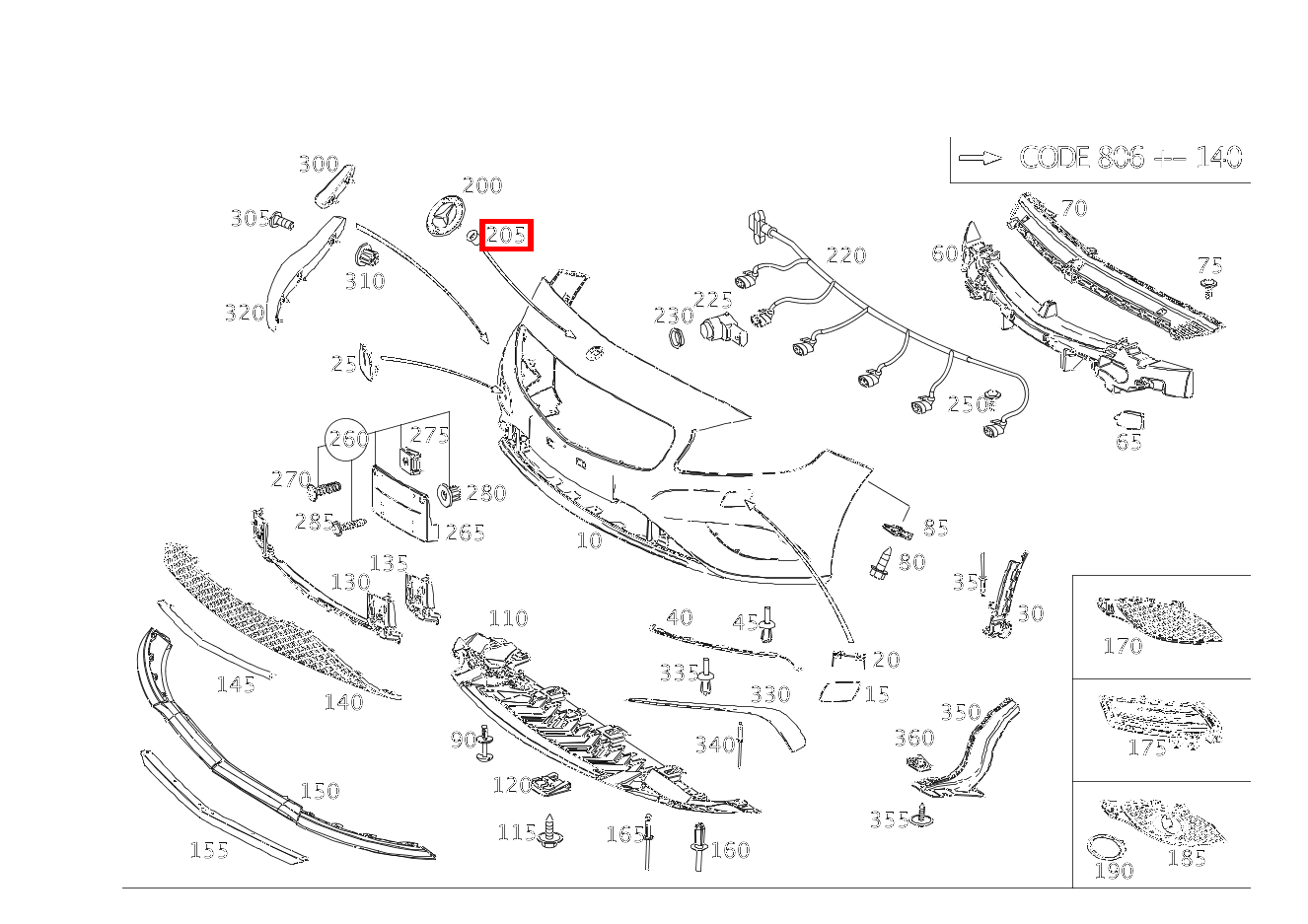 BEFESTIGUNGSTUELLE Befestigung Firmenzeichen A 45 AMG 4MATIC 176