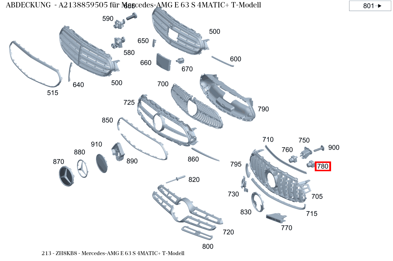 Abdeckung Mercedes-AMG E 63 S 4MATIC+ T-Modell 213