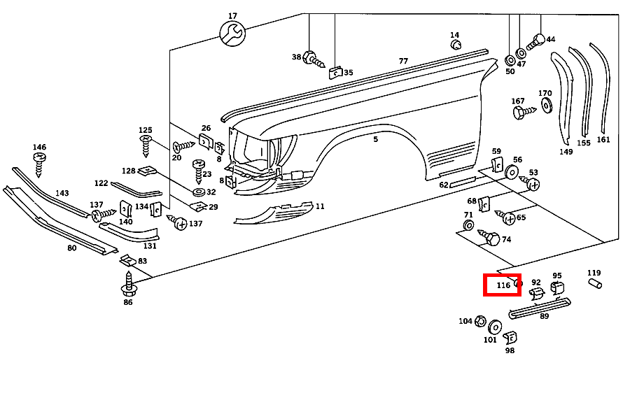 Druckknopf 500 SL Roadster m. Automatic 107