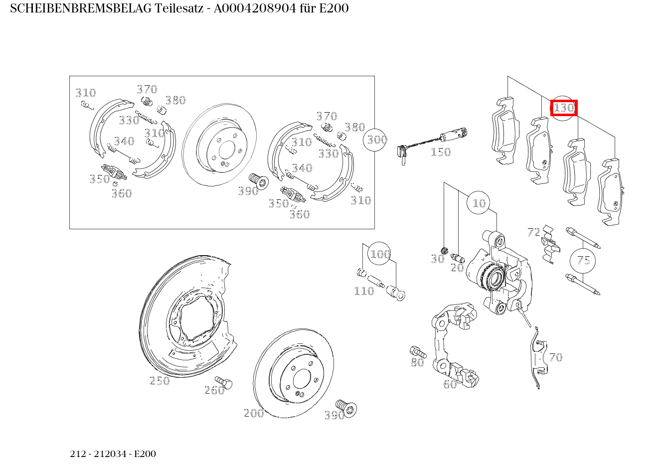 Scheibenbremsbelag Teilesatz E200 212 Scheibenbremsbelag Teilesatz E200 212