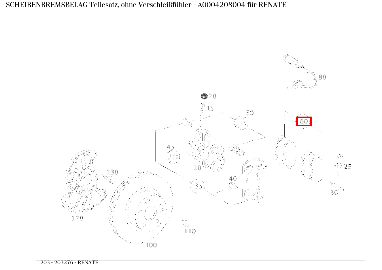 Scheibenbremsbelag Teilesatz, ohne Verschleißfühler RENATE 203