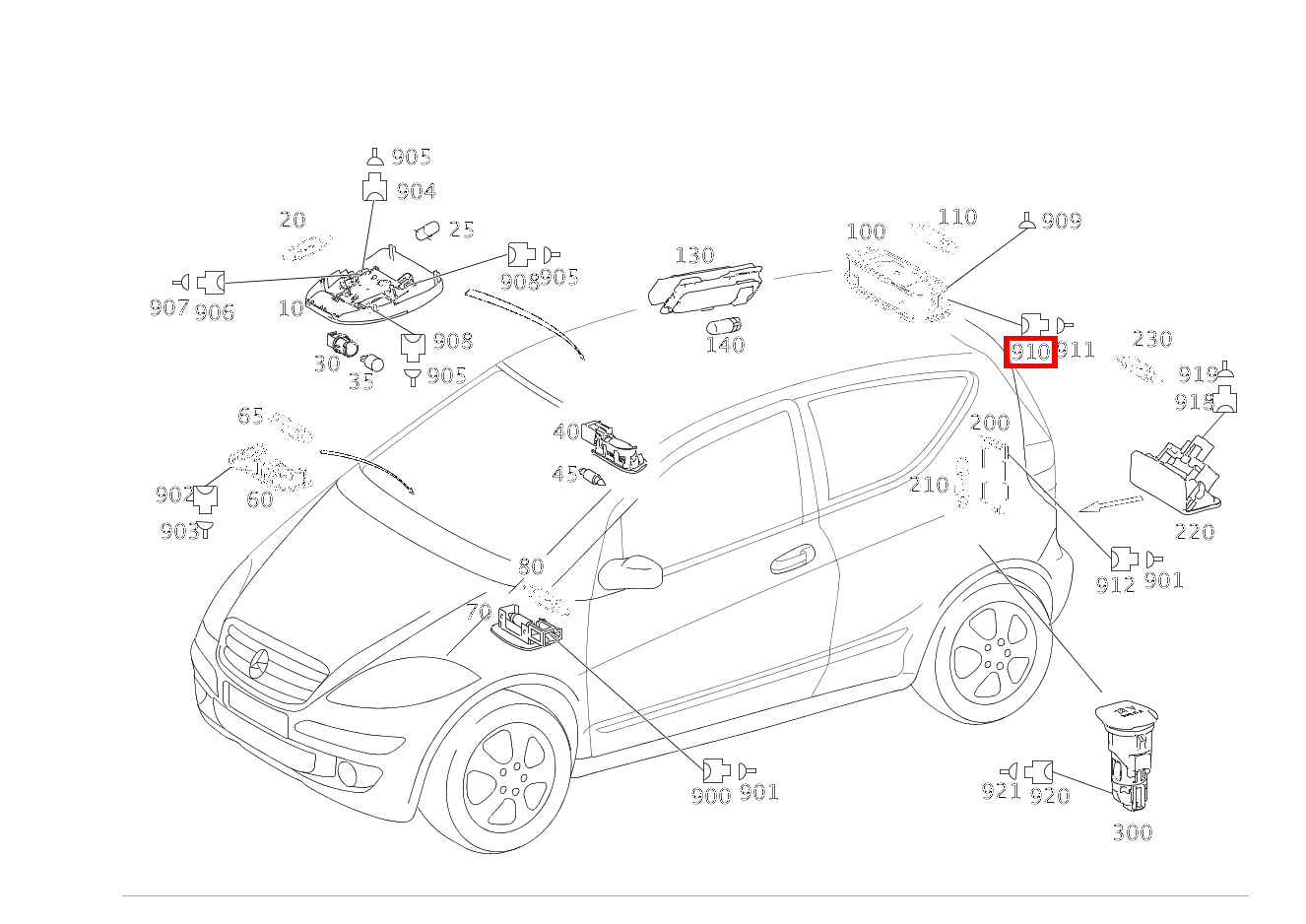 ISOLIERHUELSE DECKENLEUCHTE HINTEN E15/3 A 200 TURBO COUPE 169